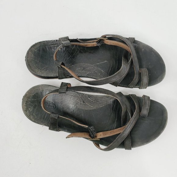 Chaco Women's Black Dorra Leather Cross Strap Buckle Strappy Sandal Size 10 - Picture 6 of 8